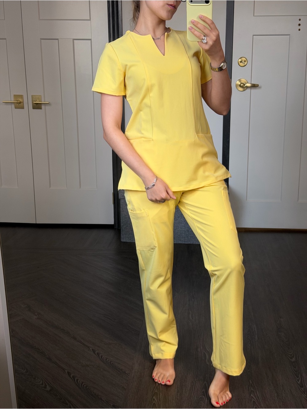 Mandala Yellow Straight-Leg Scrub Set